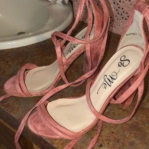 Miss Lola pink strappy heels